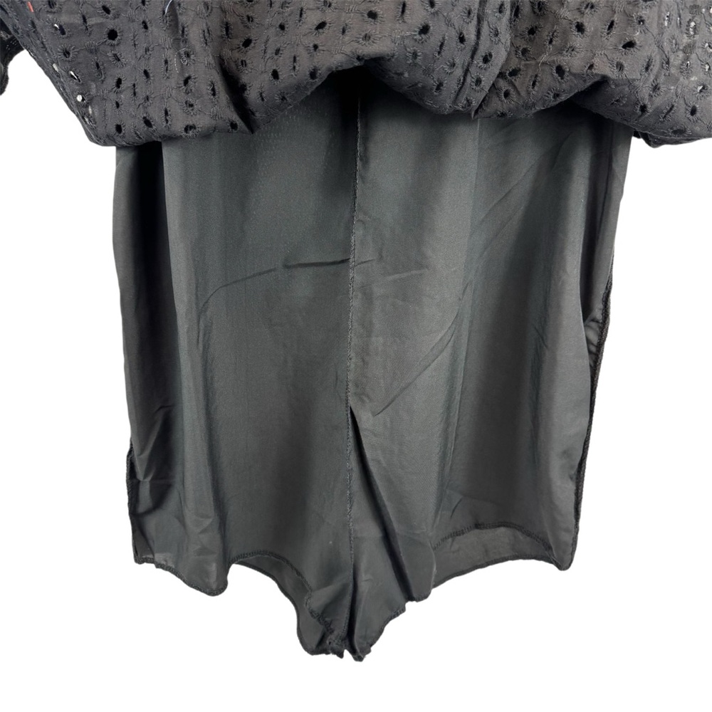 New black eyelet v-neck dress romper with shorts underneath size Small - Picture 8 of 16